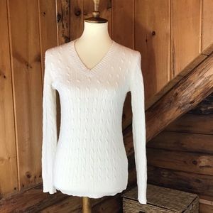 J. Crew v-neck cable knit sweater- Size Small